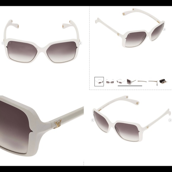 CLASSICALLY LOUIS VUITTON SUNGLASSES IN WHITE , GOLD DETAILING ON LV LOGO - Picture 6 of 16